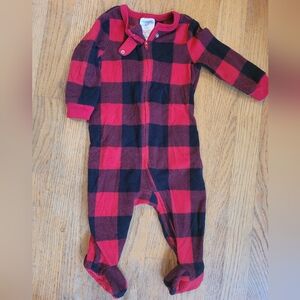 Baby GAP fleece footed pajamas, Buffalo Plaid, 6-12 months